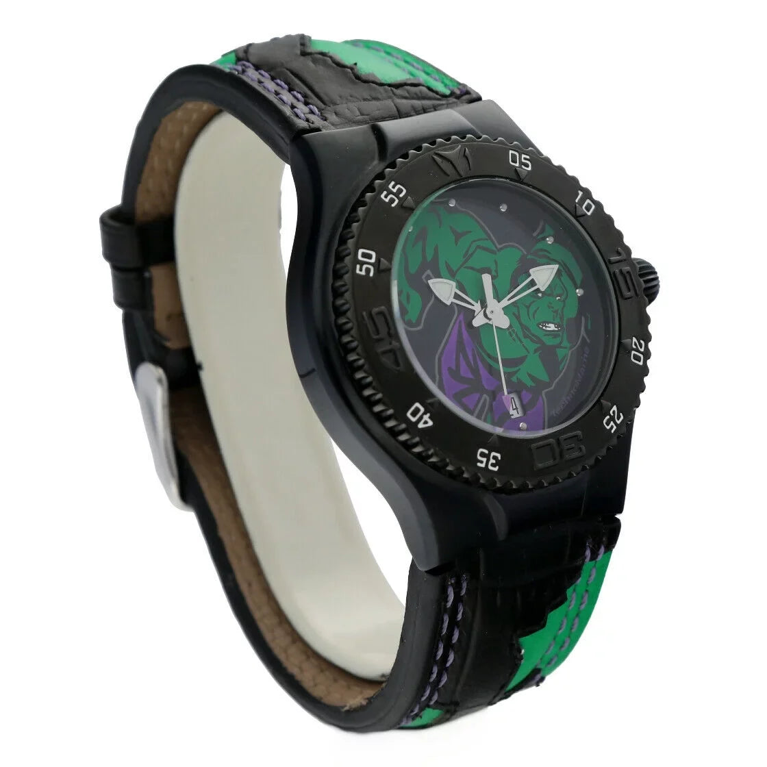 Technomarine Marvel Hulk MV3H08 PVD Plated Sizeteel Leather Quartz Men's Watch