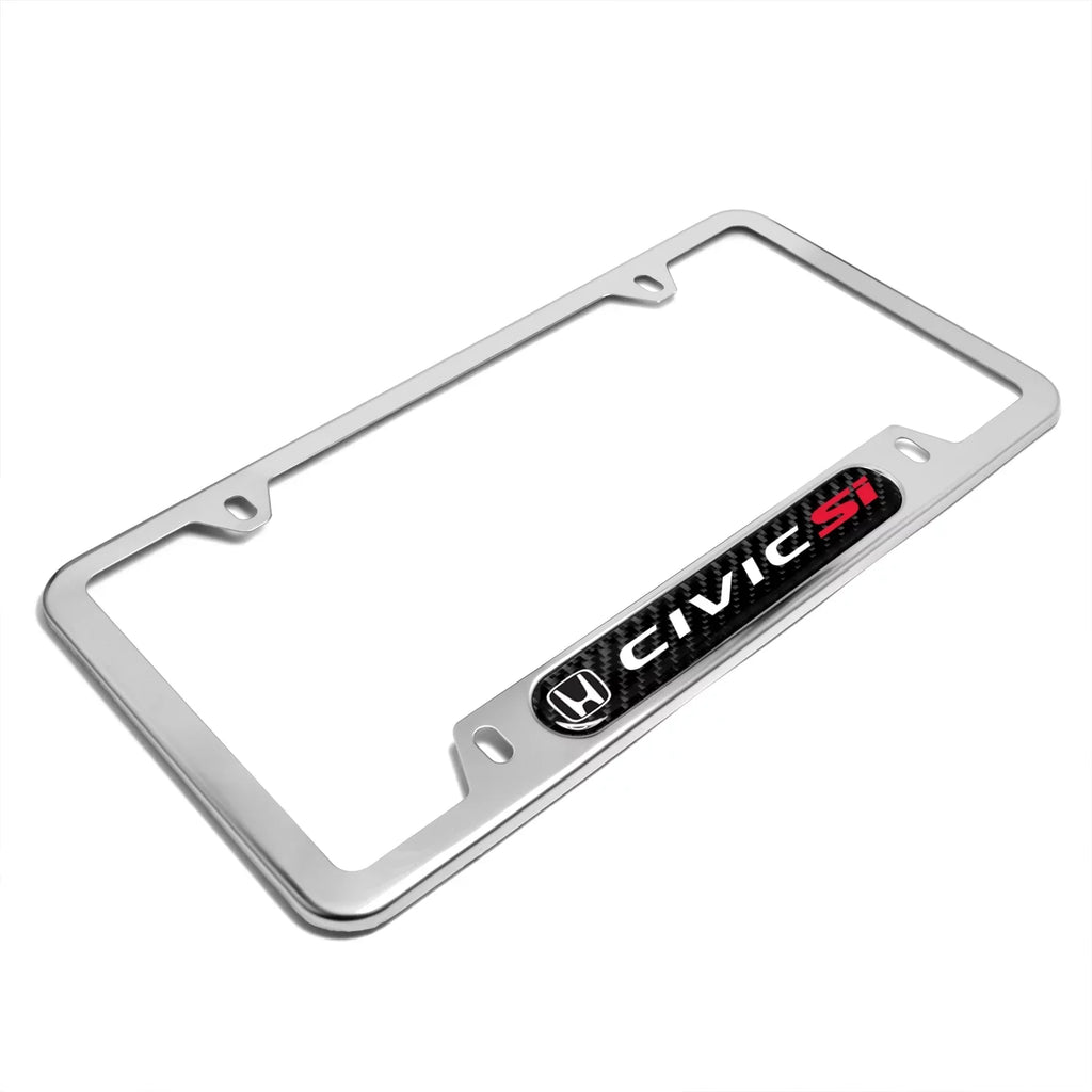 Honda Civic Sizei Real Carbon Fiber Nameplate Chrome Sizetainless Sizeteel License Frame