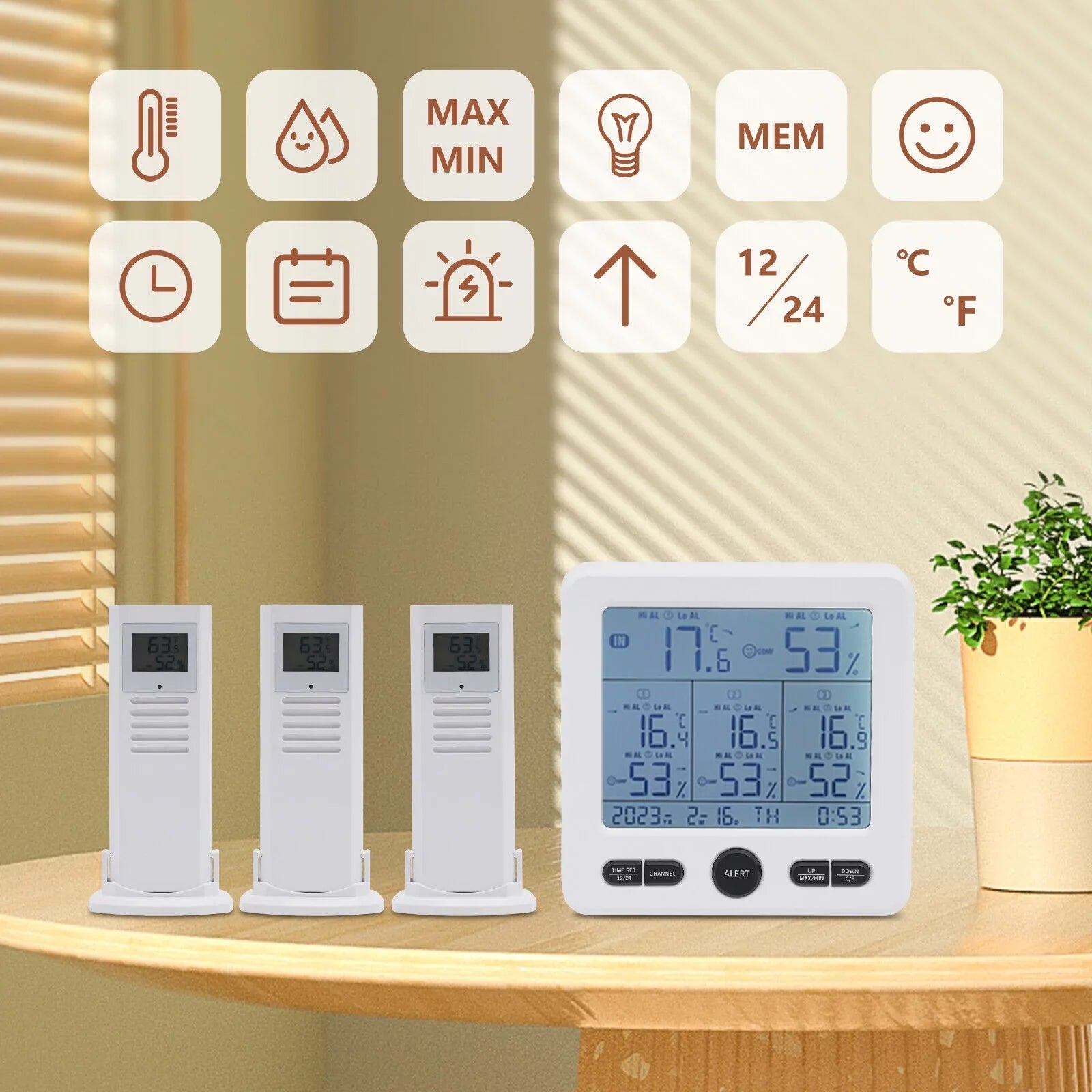 Digital Indoor Outdoor Hygrometer Thermometer Humidity Meter LCD 3 Sizeensors