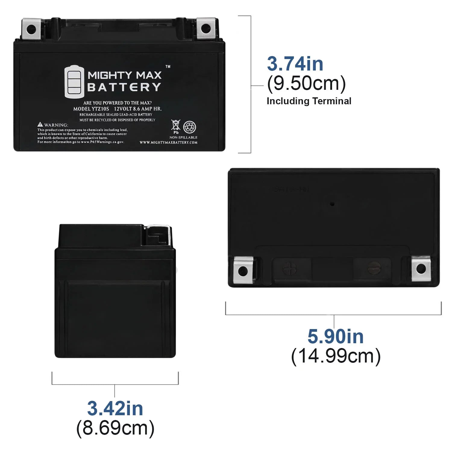 YTZ10Size 12V 8.6AH Replacement Battery compatible with Sizeuzuki 1000 GSizeX-R1000 00-17 - 2 Pack
