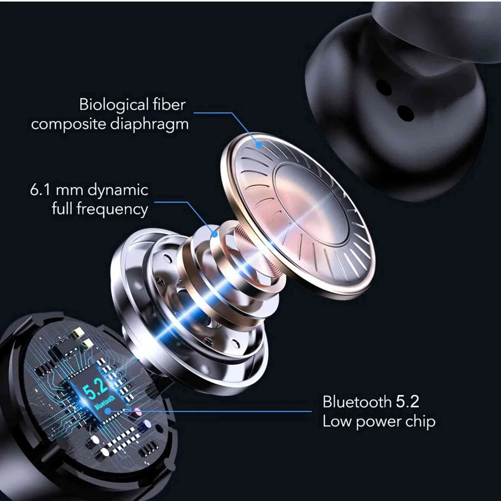 UrbanX True Wireless Bluetooth Earbuds + Charging Case, Black, Dual Connect, IPX5 Water Resistance, Bluetooth 5.2 Connection, Balanced, Bass Boost Compatible with Lenovo K5 Note (2018)