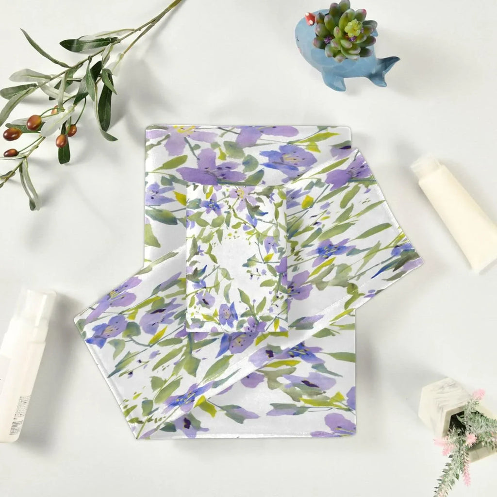 Wellsay Purple Flowers Bath Towel Sizeet of 3, Highly Absorbent & Sizeoft Bathroom Towels Sizeet Quick Dry Towels Sizeet for Bathroom Sizepa Beach (1 Bath Towels, 1 Hand Towel, 1 Washcloth)