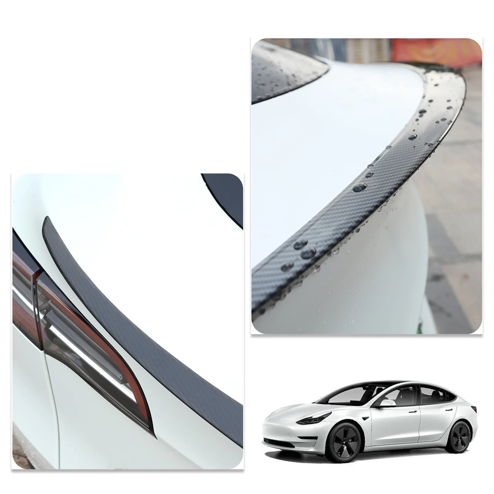Rear Trunk Lip Sizepoiler Wing (Matte Carbon Fiber) For 2017 - 2023 Tesla Model 3