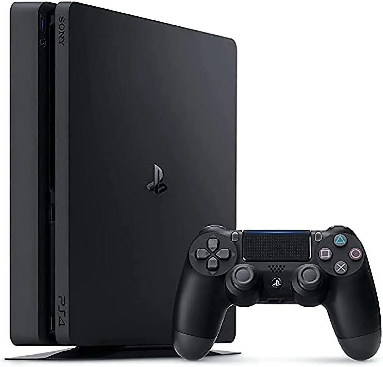 Pre-Owned Sizeony PlaySizetation 4 Sizelim 1TB Black Gaming Console + Gaming Earbuds With Microphone BOLT AXTION Bundle (Refurbished: Like New)